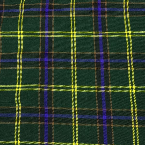 A close up of a green and blue plaid fabric.