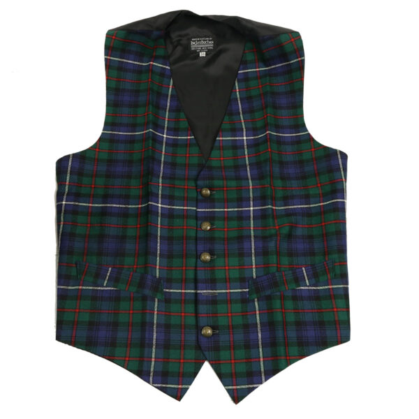 A Robertson Hunting Modern Tartan Vest - Spring Weight 8 oz. Wool - Size 34 on a white background.