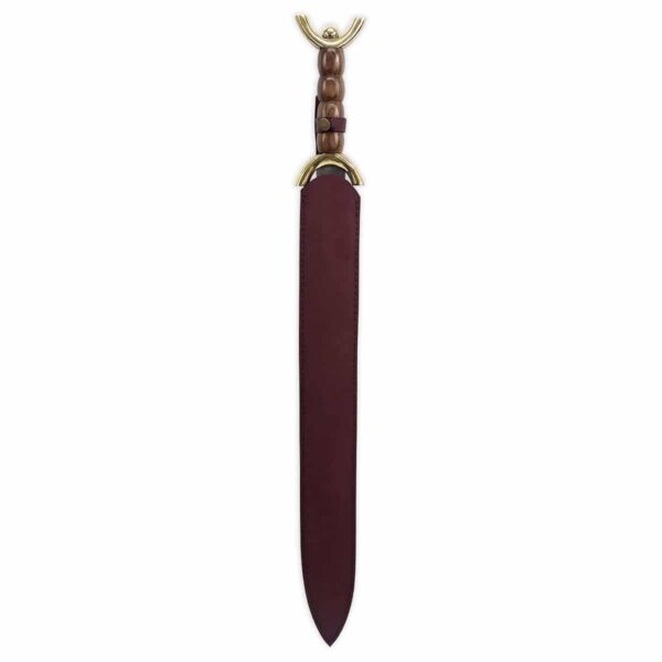 A burgundy 31 Inch Celtic Sword on a white background.