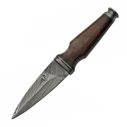 Damascus Steel Sgian Achlais Ebony Wood Handle | Kilts-n-Stuff.com