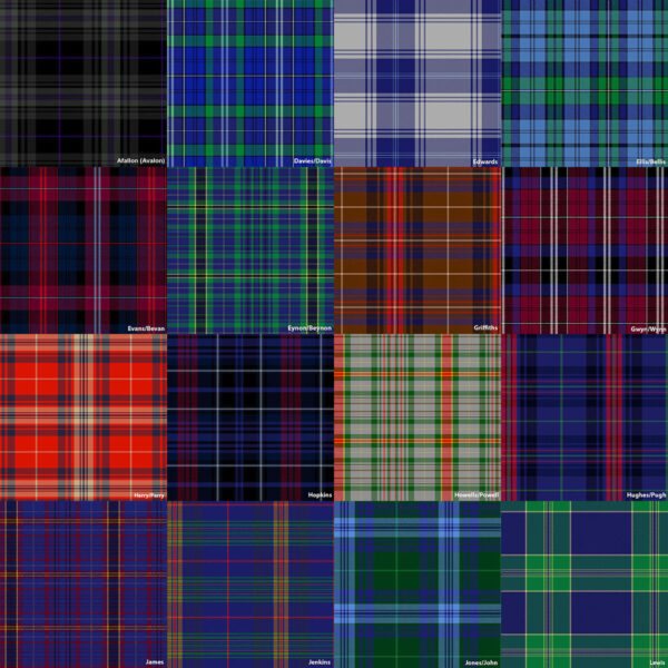 A collection of different plaids in different colors.