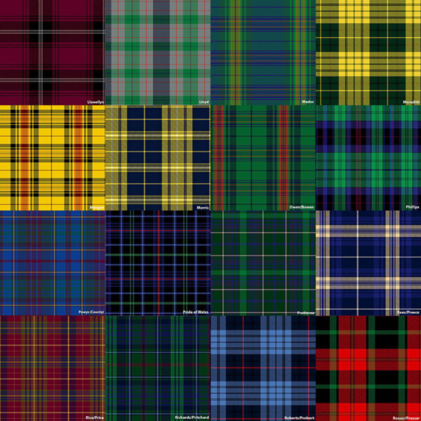 A collection of tartan plaids in different colors, showcasing the meaning behind kilt colors.