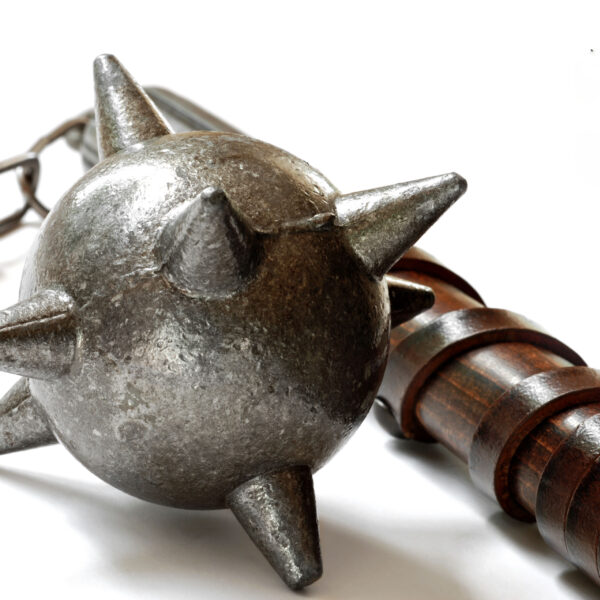 A metal ball with spikes on it.